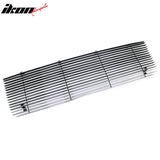 Front Bumper Upper Hood Horizontal Billet Grille Insert Assembly Replacement 1992-1996 Ford F-150/Bronco & 1992-1997 F-250 Chrome Aluminum