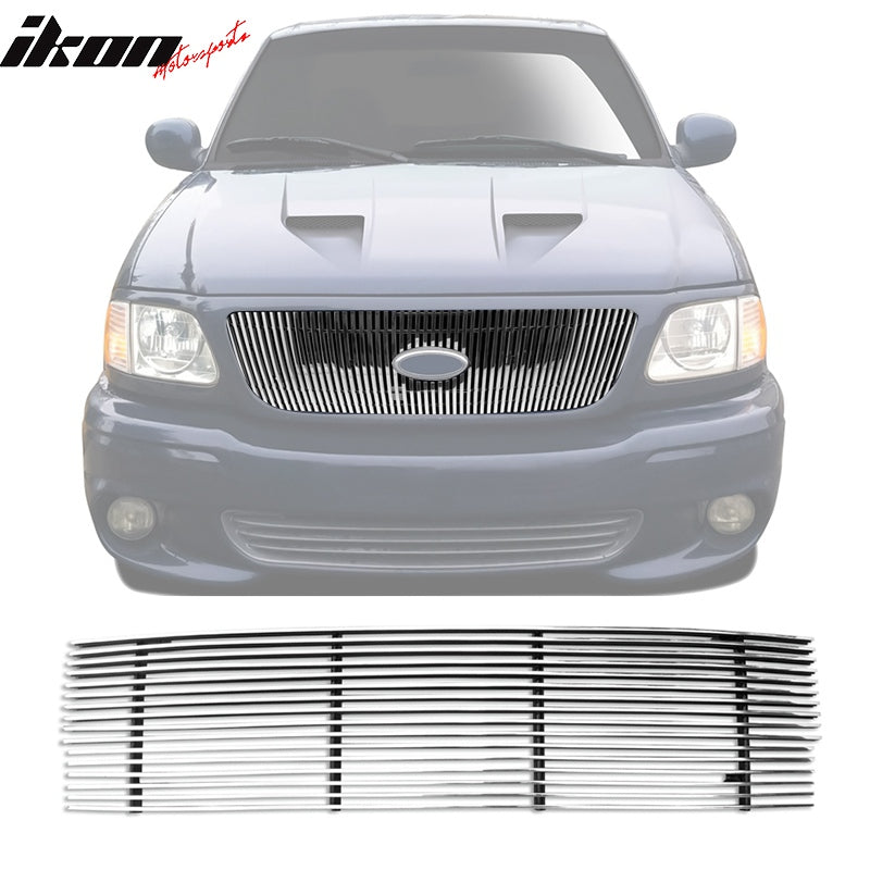 1997-1998 Ford F150 Vertical Overlay Style Polished Silver Front Grile