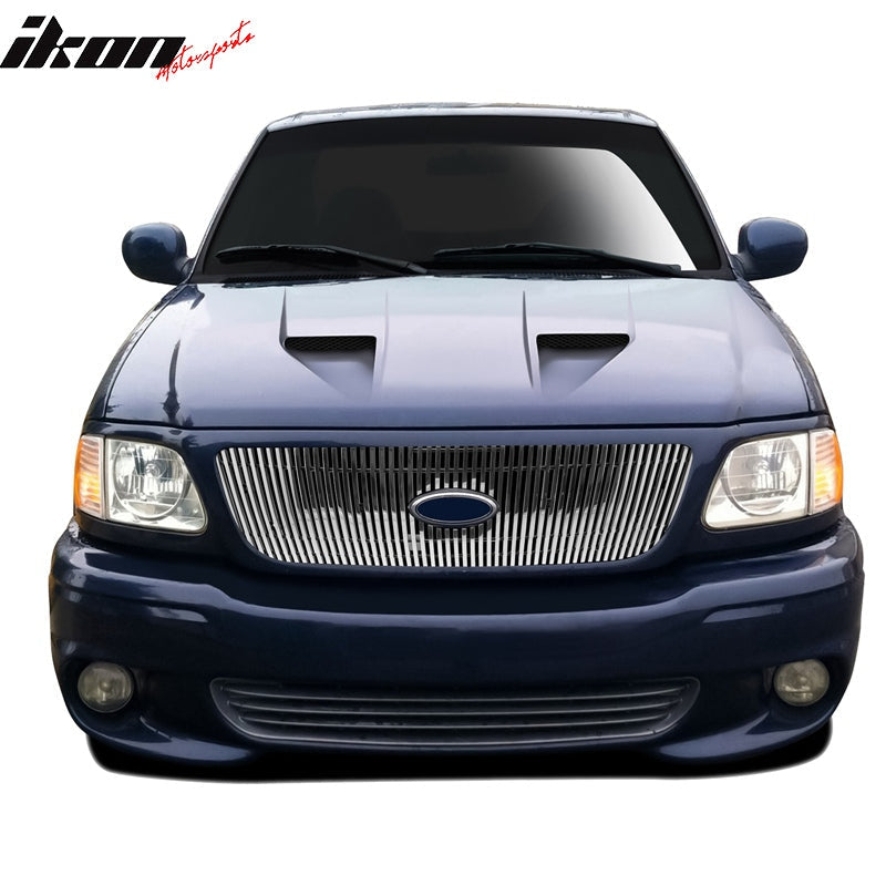 1997-1998 Ford F150 Vertical Overlay Style Polished Silver Front Grile