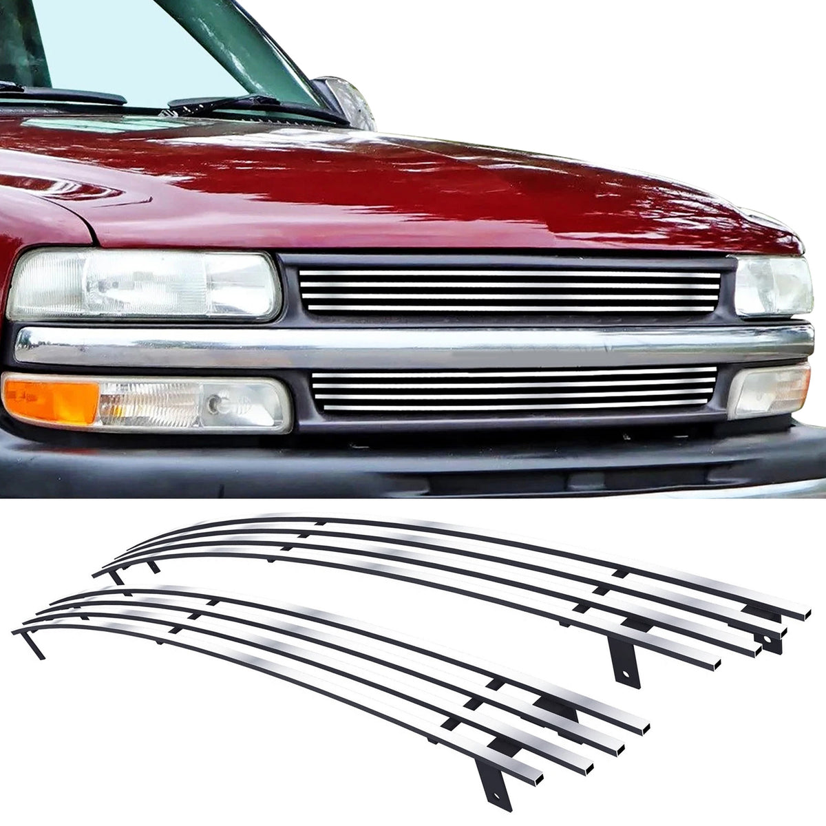 1999-2002 Chevrolet Silverado Chrome Front Upper Billet Grille Insert