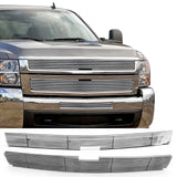 2007-2010 Chevy Silverado 2500/3500HD Front Bumper Upper Grille Insert Stainless Steel 2PCS
