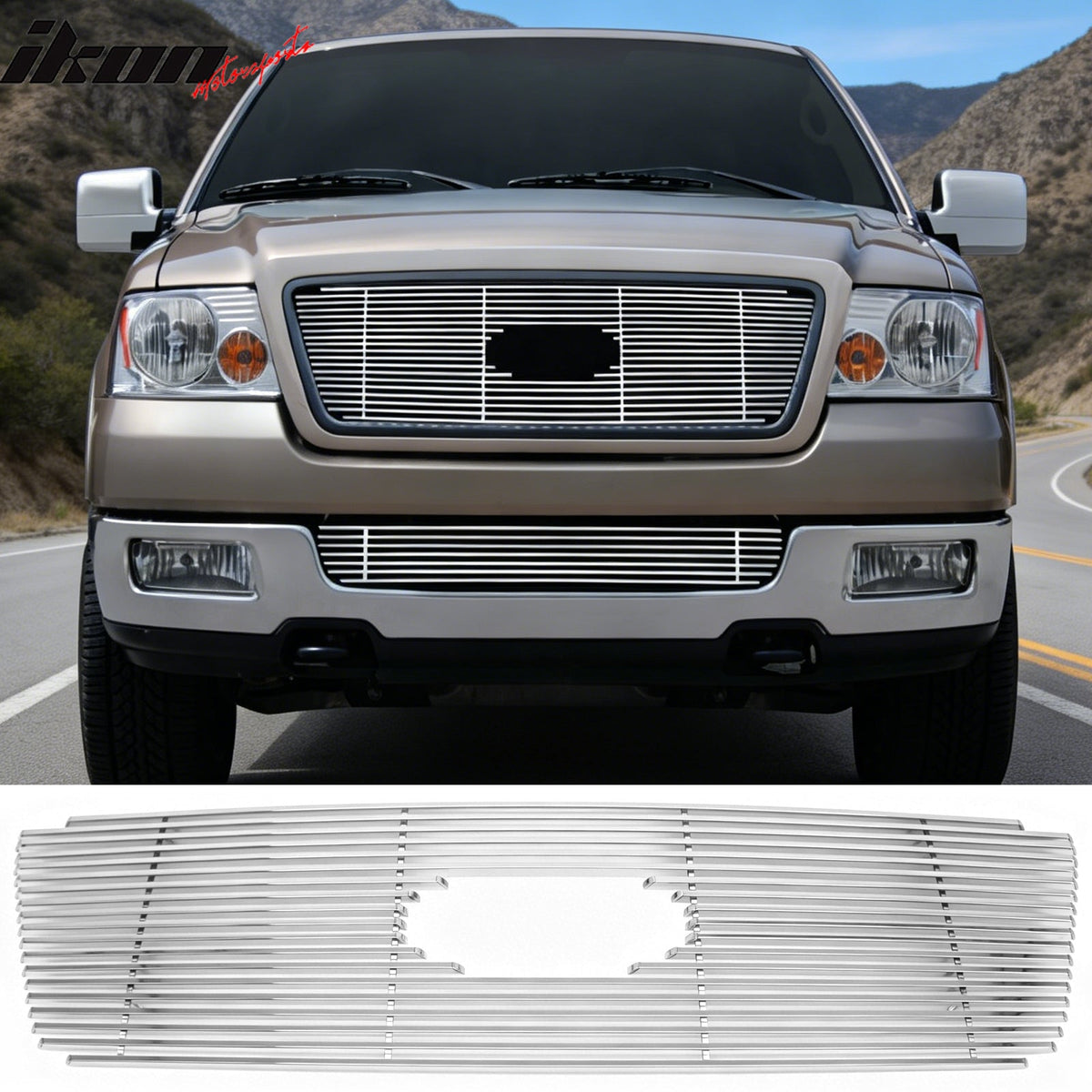2004-2008 Ford F-150 Front Bumper Insert Grille Stainless Steel Chrome