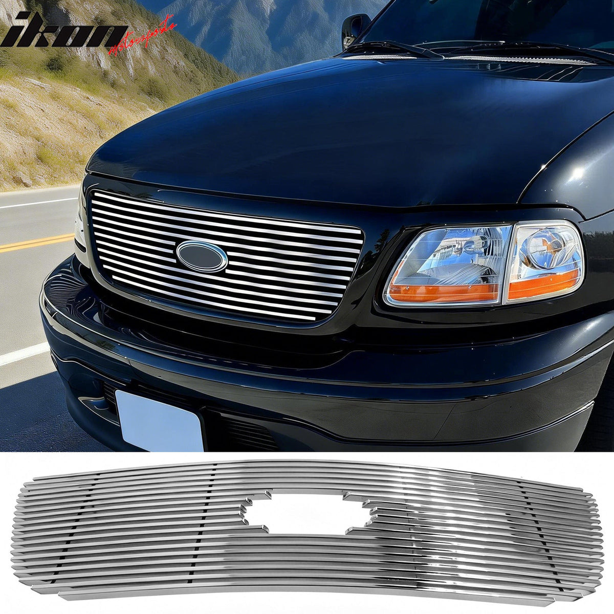1999-2003 Ford F-150 Billet Style Chrome Front Upper Grille Stainless Steel