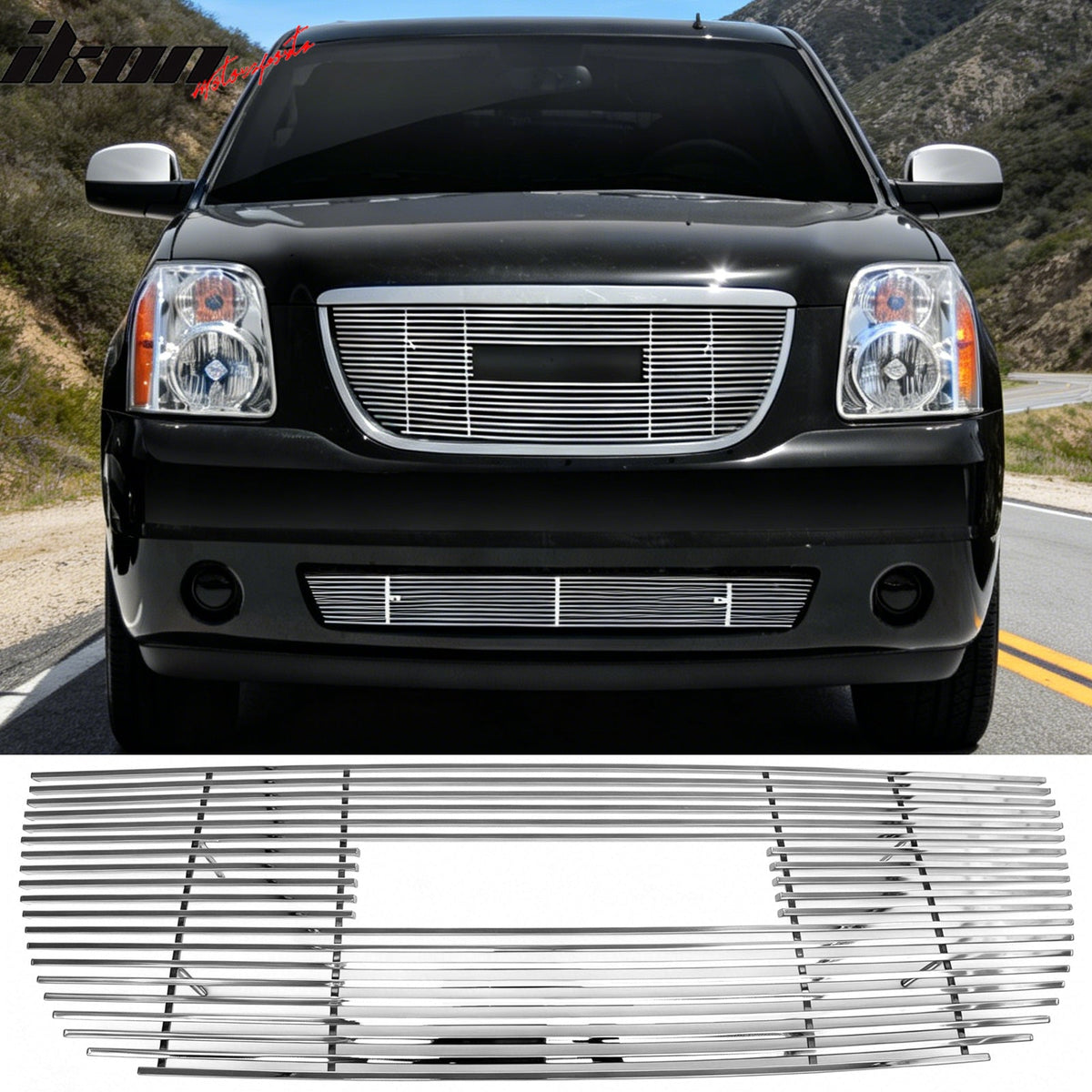 2007-2013 GMC Yukon XL Billet Style Chrome Front Upper Grille Insert