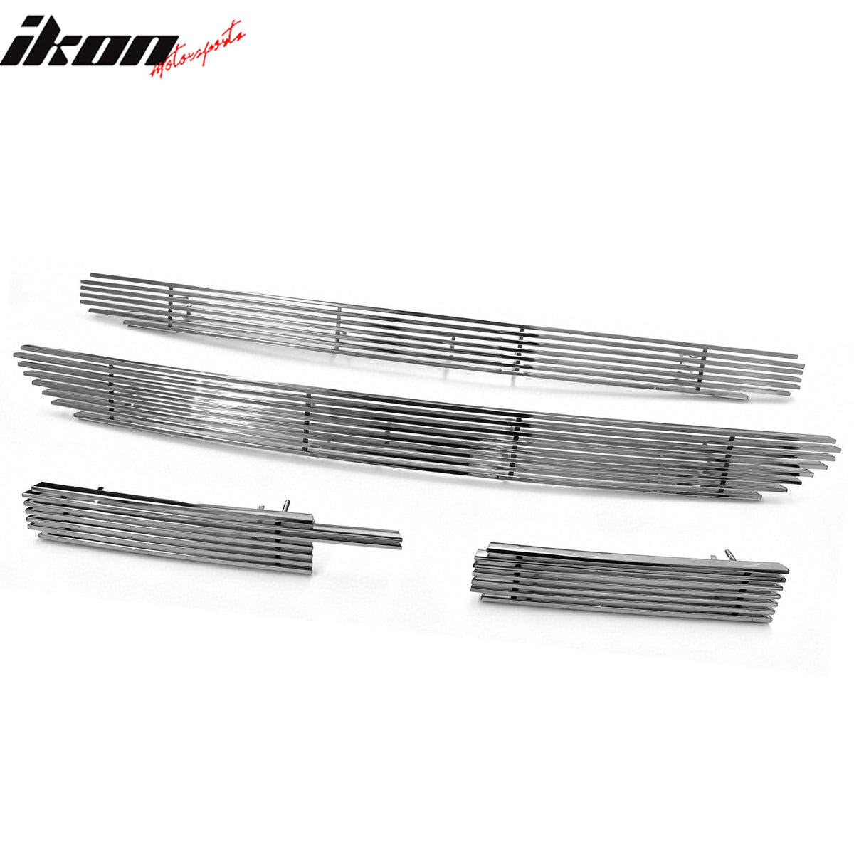 2015-2016 GMC Yukon Non-Denali 4PCS Front Bumper Hood Upper Grille Insert Replacement Chrome Stainless Steel Billet Style