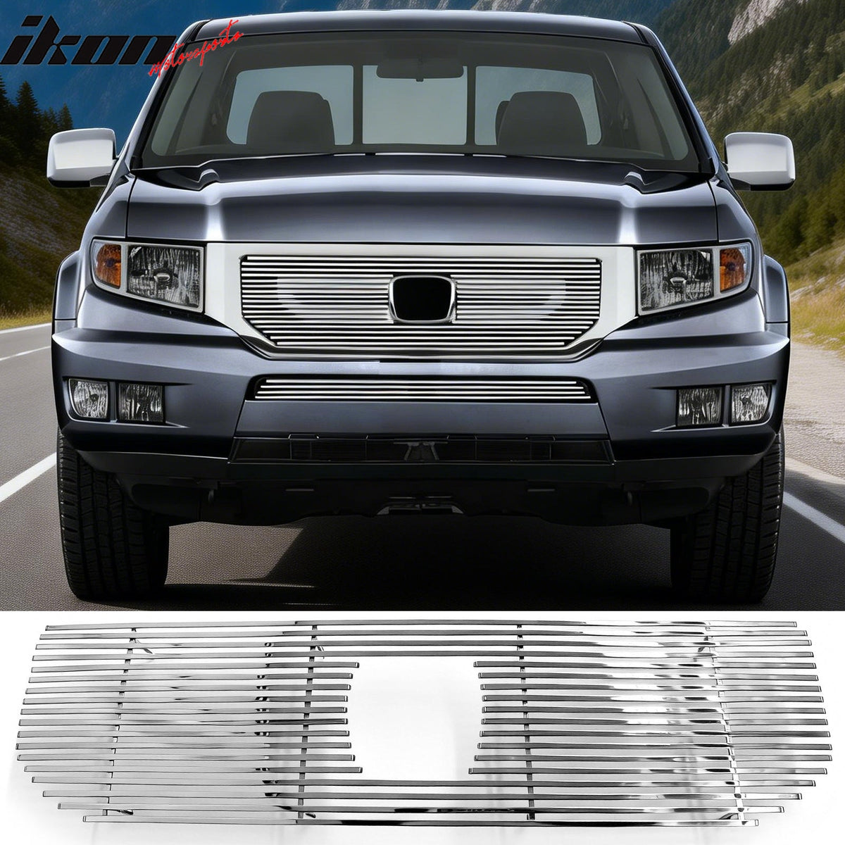2009-2011 Honda Ridgeline Billet Style Chrome Front Upper Grille Stainless Steel