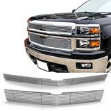 2014-2015 Chevy Silverado 1500 Z71 Billet Style Front Bumper Upper Grille Insert Grill 2PCS