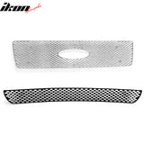 2004-2005 Ford F-150 Chrome Oval Mesh Style Front Bumper Upper Grille + Black Lower Grill