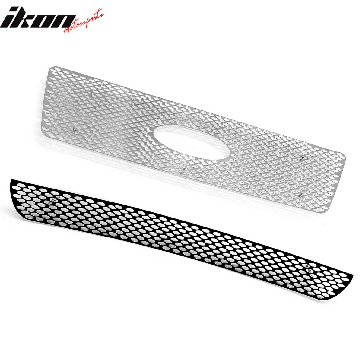 2004-2005 Ford F-150 Chrome Oval Mesh Style Front Bumper Upper Grille + Black Lower Grill
