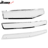 2010-2013 Chevy Camaro 3PCS Front Bumper Hood Upper & Lower Grille Replacement Chrome Stainless Steel Perimeter Woven Mesh Style