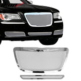 2011-2014 Chrysler 300/300C Chrome Mesh Molded Wing Style Front Bumper Upper Grille