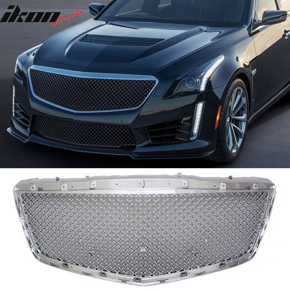 2014-2019 Cadillac CTS Sedan B Style Chrome Front Bumper Hood Grille ABS Grill Replacement