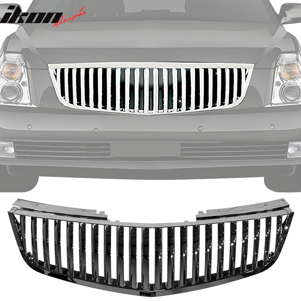2006-2011 Cadillac DTS Vertical Style Upper Grille Grill Chrome ABS