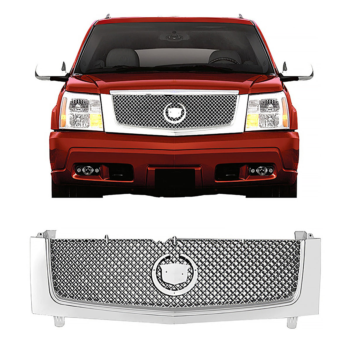 2002-2006 Cadillac Escalade Mesh Bumper Hood Mesh Grille Chrome ABS