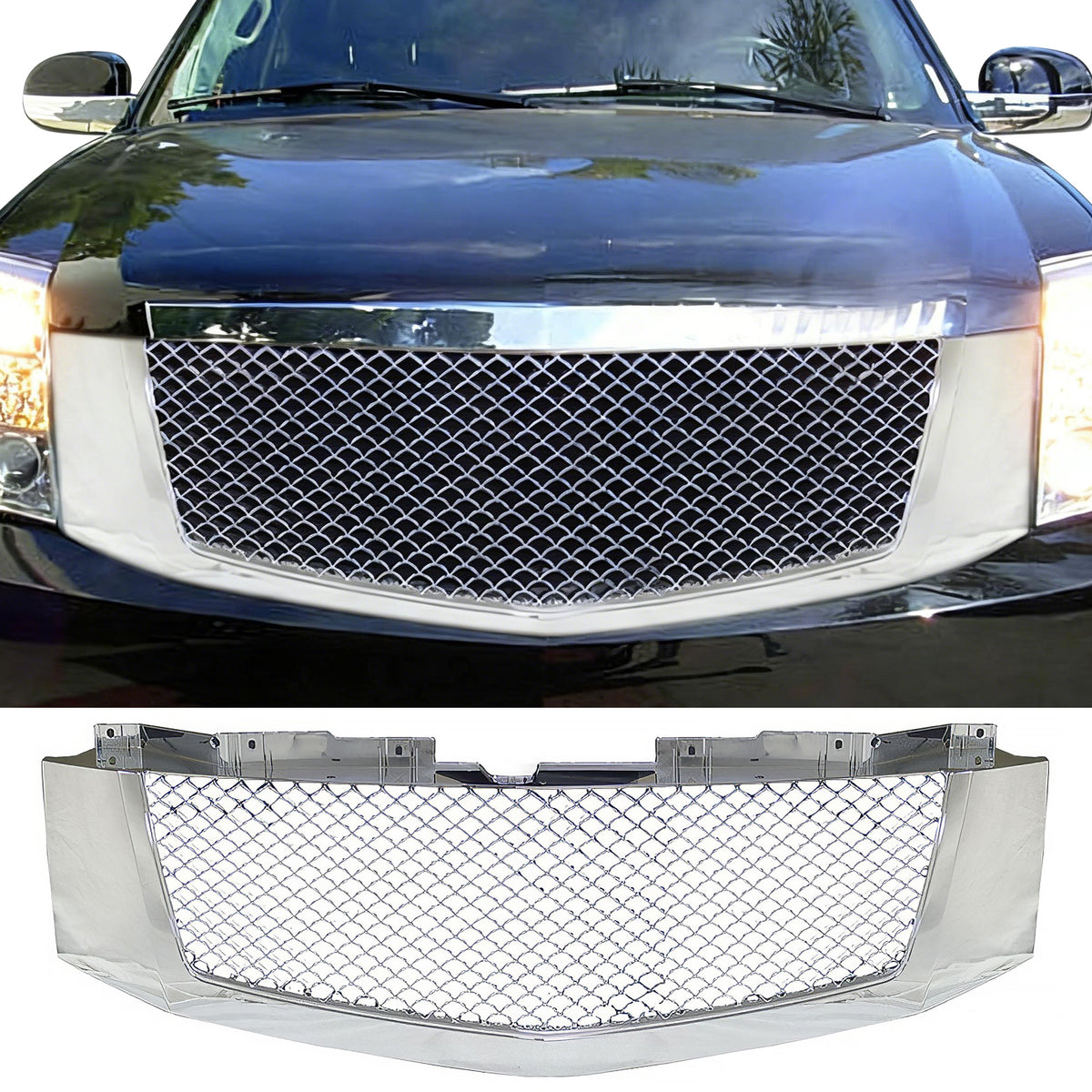 2007-2014 Cadillac Escalade Mesh Style Front Bumper Grille Chrome ABS