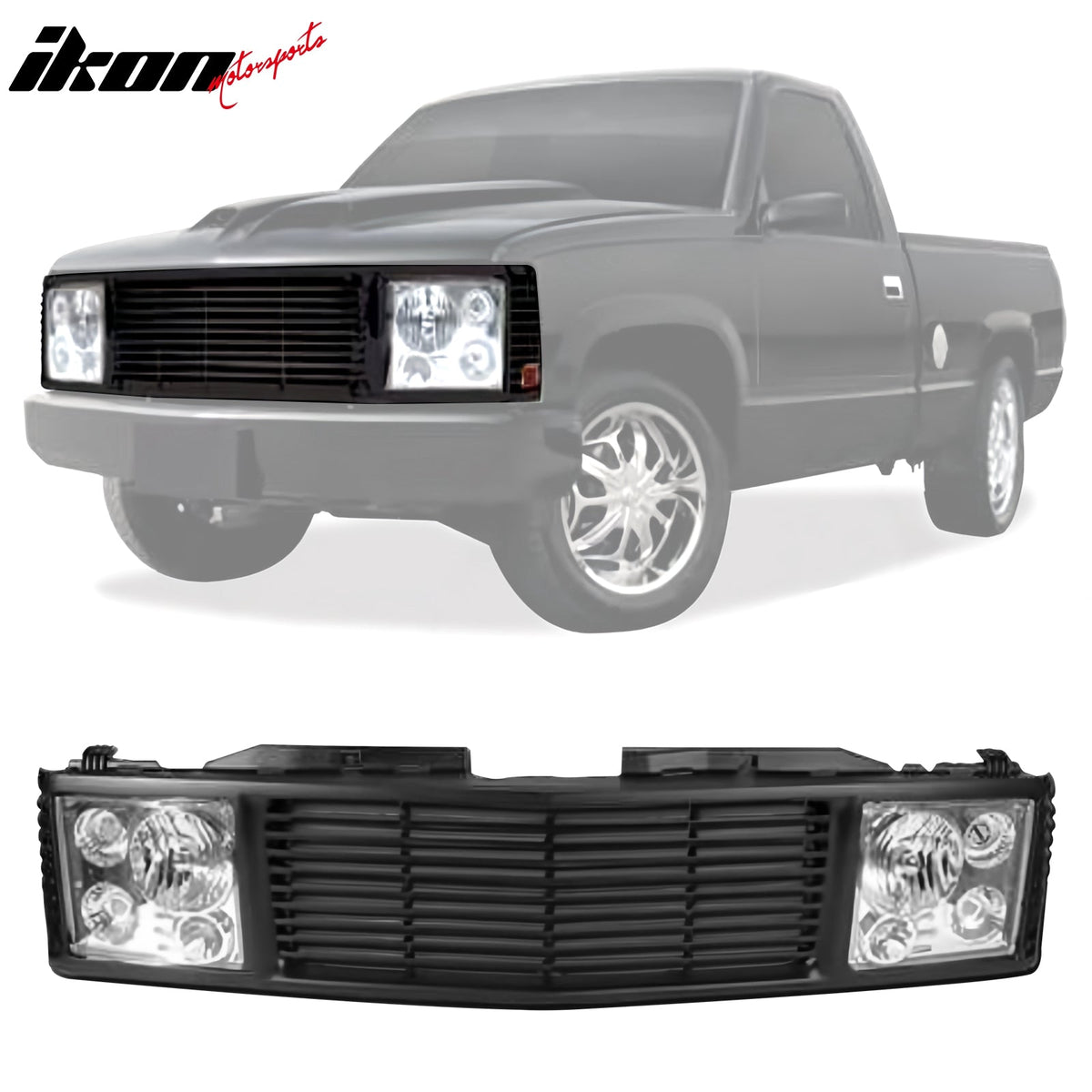 1994-1998 Chevy/GMC C/K1500/2500/3500 ABS Grille W/ Chrome Headlights