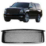 2015-2020 Chevrolet Tahoe & Suburban Front Bumper Hood Upper Grille Replacement Black ABS Plastic Mesh Style