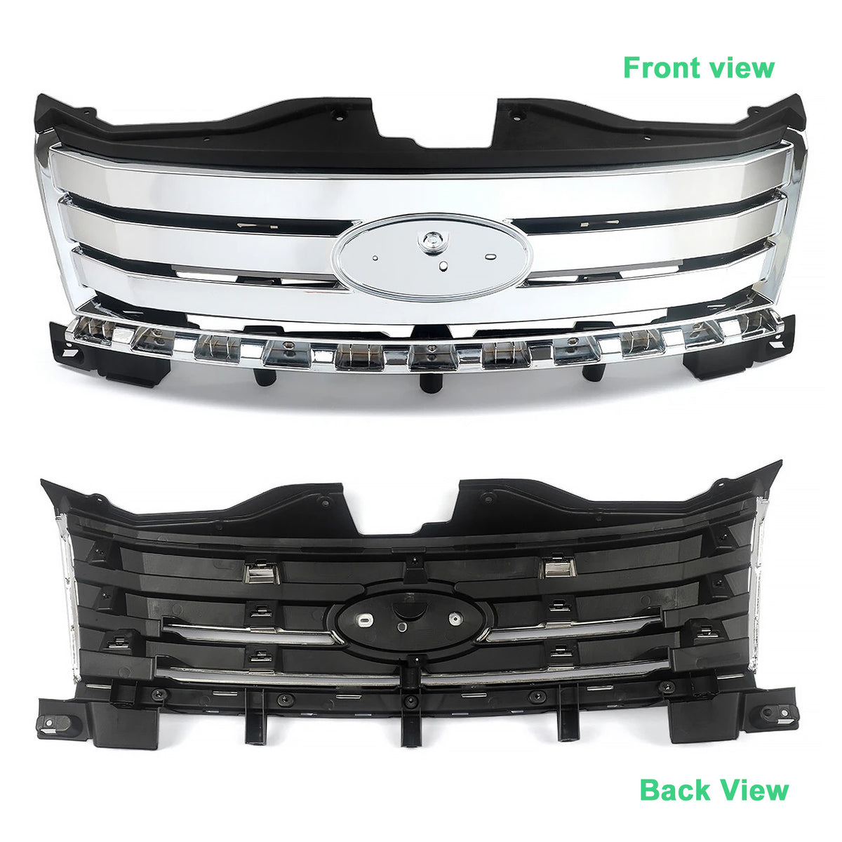 2007-2010 Ford Edge Horizontal Bar W/Mesh Style Chrome Front Grille