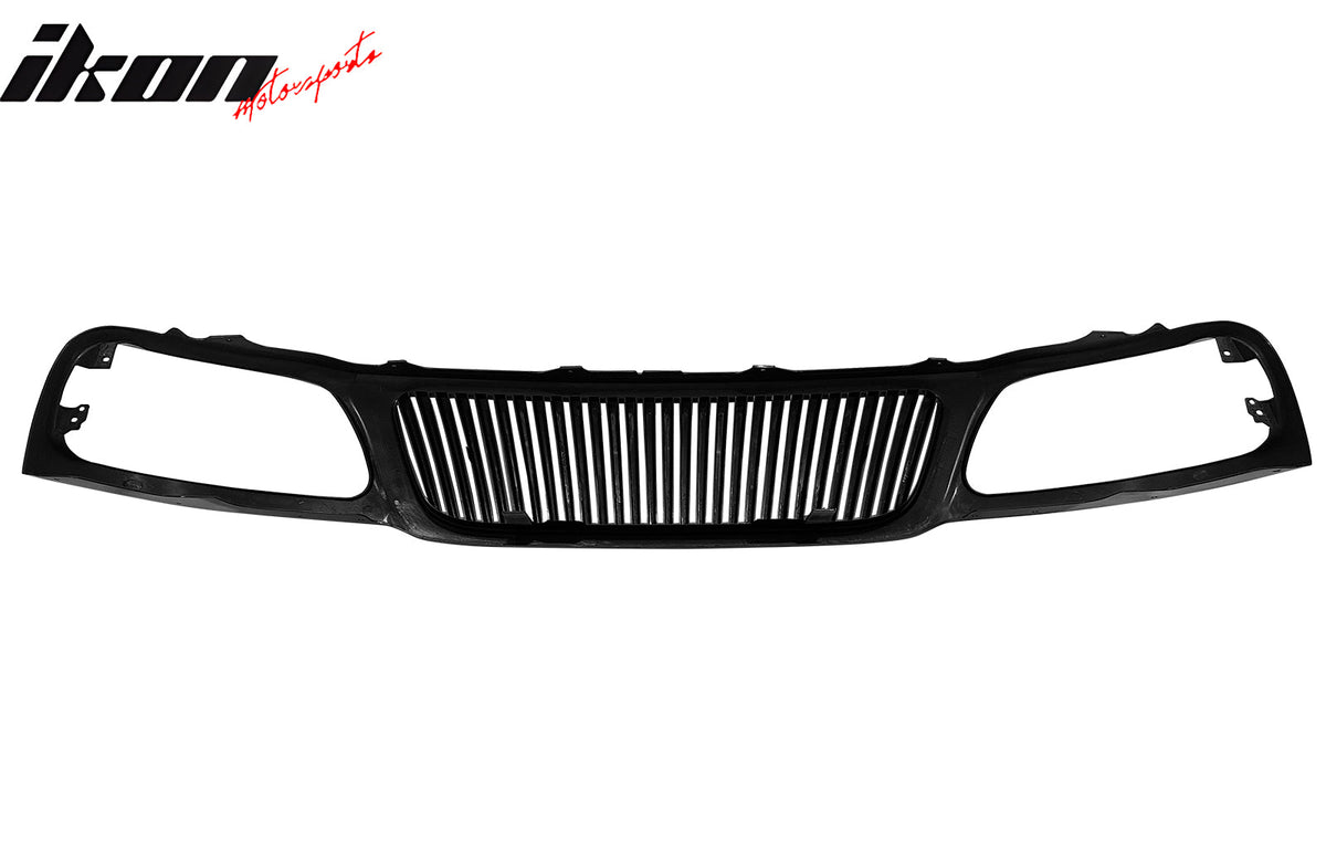 1999-2003 Ford F150 Vertical Style Black Front Bumper Upper Mesh Grille ABS Replacement