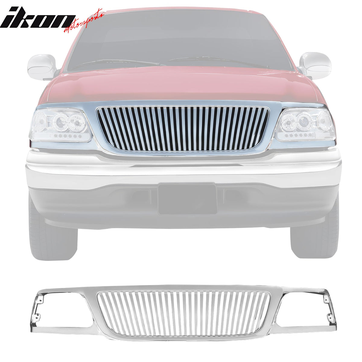 1999-2003 Ford F-150 Vertical Style Chrome Front Upper Grille ABS