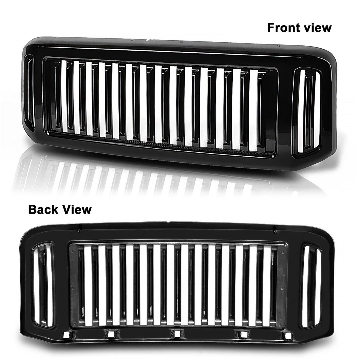 2008-2010 Ford F-250 Super Duty Vertical Bar Gloss Black Front Grille