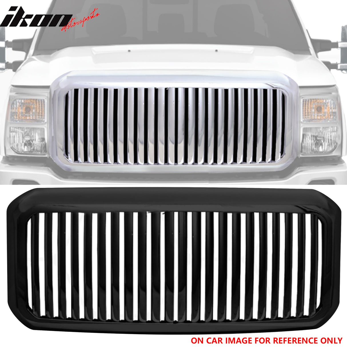 2011-2015 Ford F-250 F-350 Vertical Style Black Front Upper Grille ABS