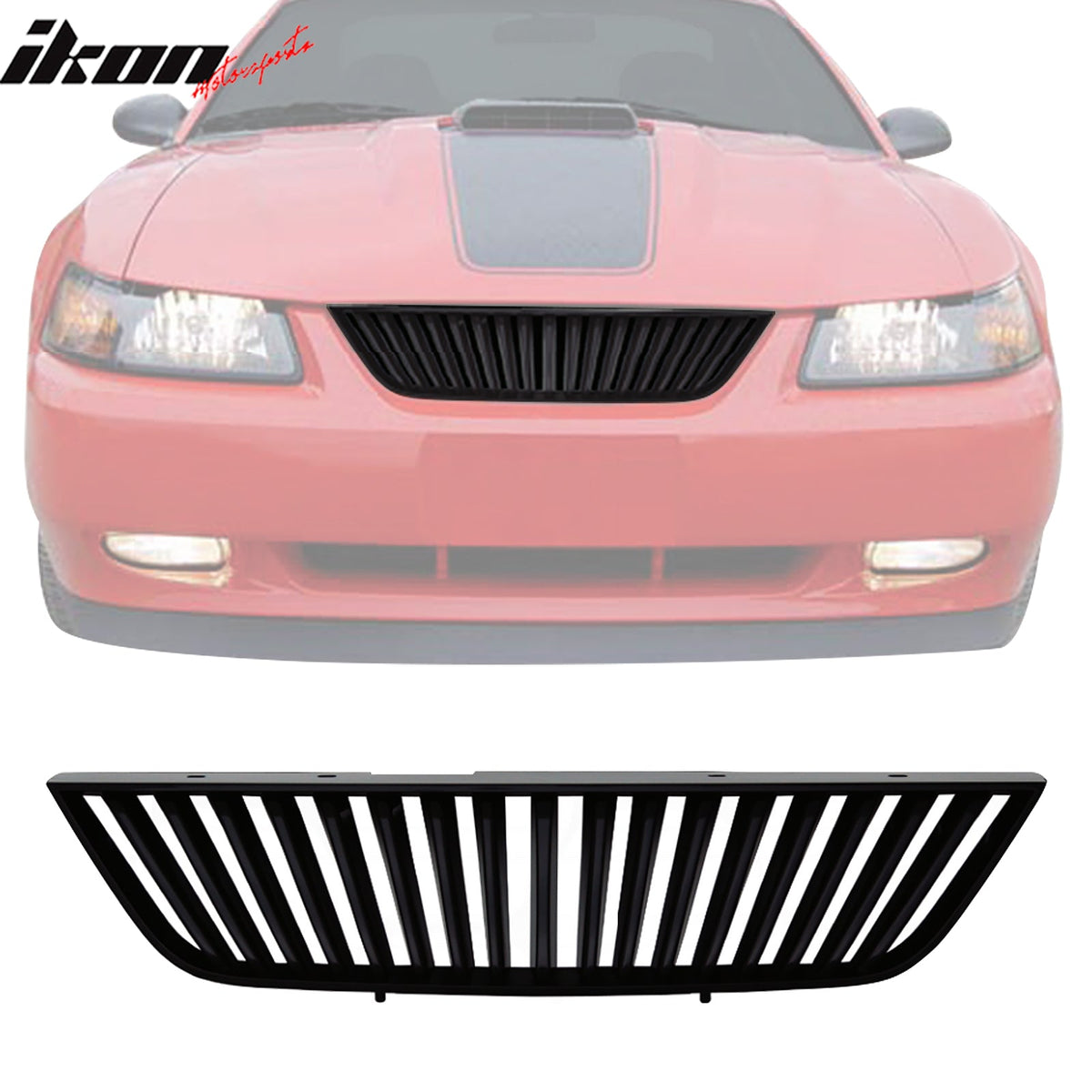 1999-2004 Ford Mustang Billet Style Black Front Upper Mesh Grille ABS