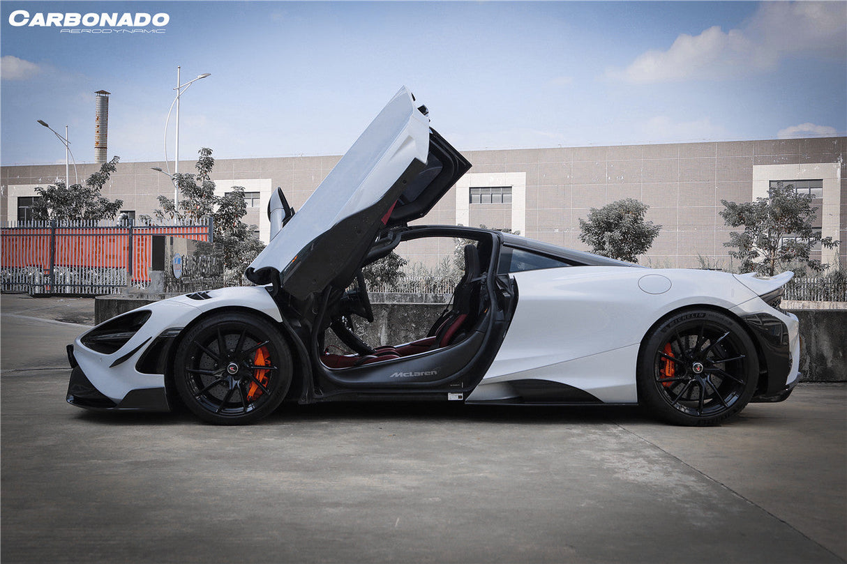 2017-2026 McLaren Dry Part Carbon Fiber Side Skirts Carbonado (765LT) Fits: 720S Spider and Coupe, 750s Spider and Coupe