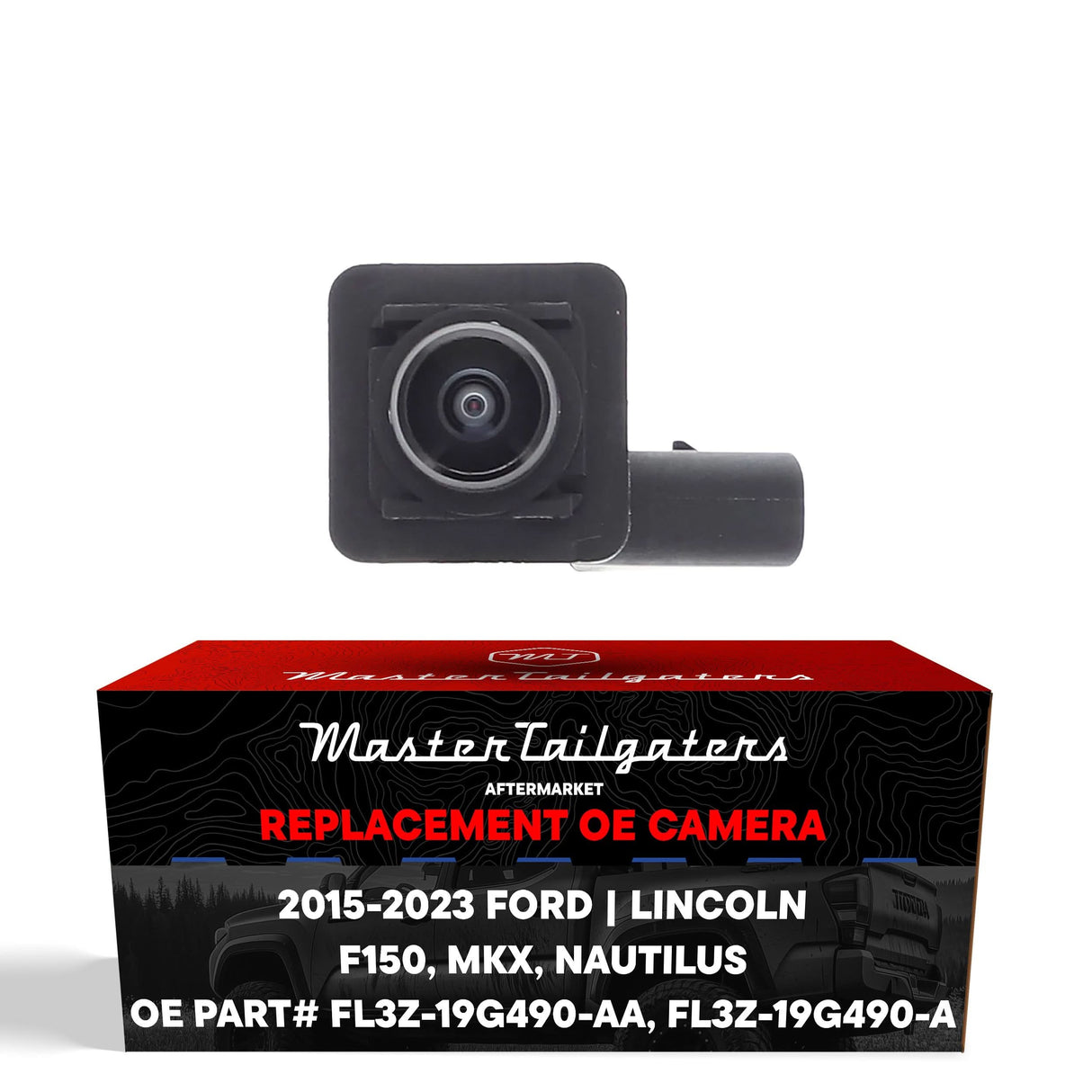 Ford F150 Crew Cab (15-20), F150 Extended Cab (15-20), F150 Raptor (17-20) / Lincoln MKX (16-18), Nautilus (19-23) RIGHT Side View OEM Replacement Backup Camera OE Part # FL3Z-19G490-AA, FL3Z-19G490-A