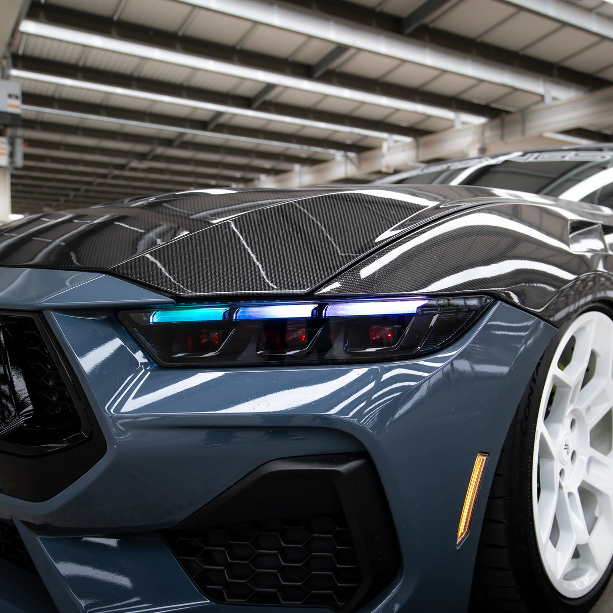 2024+ Ford Mustang S650 RGB Headlights With Gloss Black Housing (Pair)