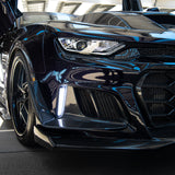2019-2025 Chevy Camaro SS RS LT Black Panther ZL1 1LE 1PC Full Gloss Carbon Fiber Track Package Front Bumper Conversion for RS Headlights