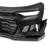 2019-2025 Chevy Camaro SS RS LT Black Panther ZL1 1LE 1PC Full Gloss Carbon Fiber Track Package Front Bumper Conversion for RS Headlights