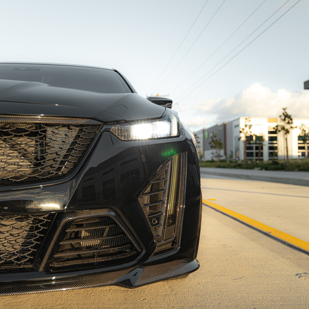 2022-2024 Cadillac CT5-V Blackwing Gloss Carbon Fiber Lower Grille Bezels (Pair)