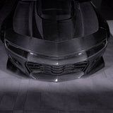 2010-2015 Chevy Camaro Black Panther 1PC Full Gloss Carbon Fiber Track Package Front Bumper Conversion