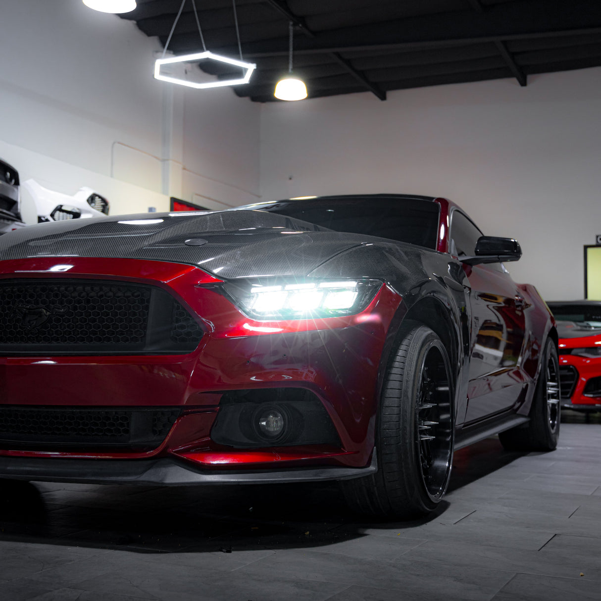 2015-2017 Ford Mustang Projector Headlights S650 Style LED Amber Sequential Turn Signals