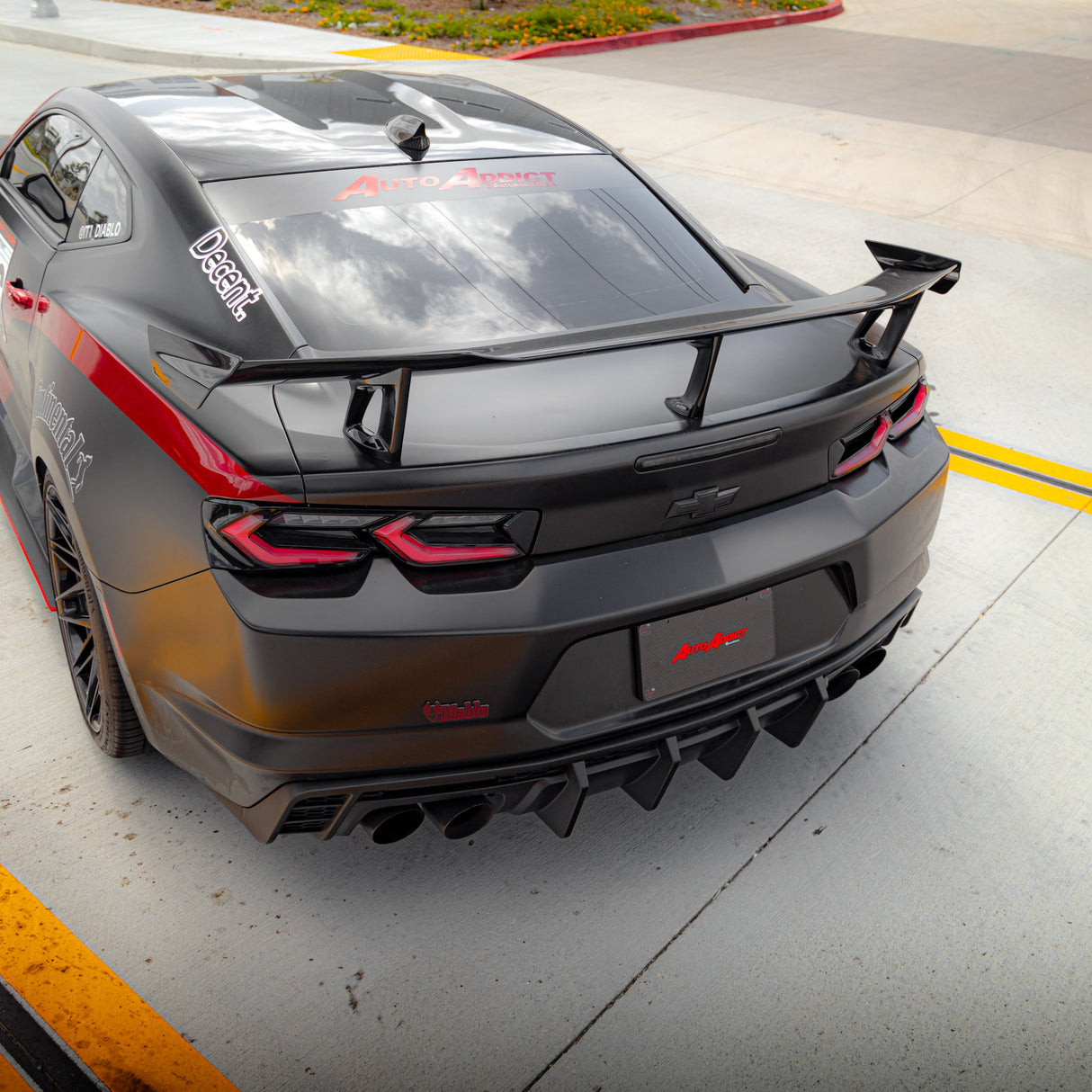 2016-2025 Chevy Camaro Evo Style Shark Fins Rear Diffuser Quad/Single Tips SS/RS/LT & ZL1 w/ Smoke Reflectors