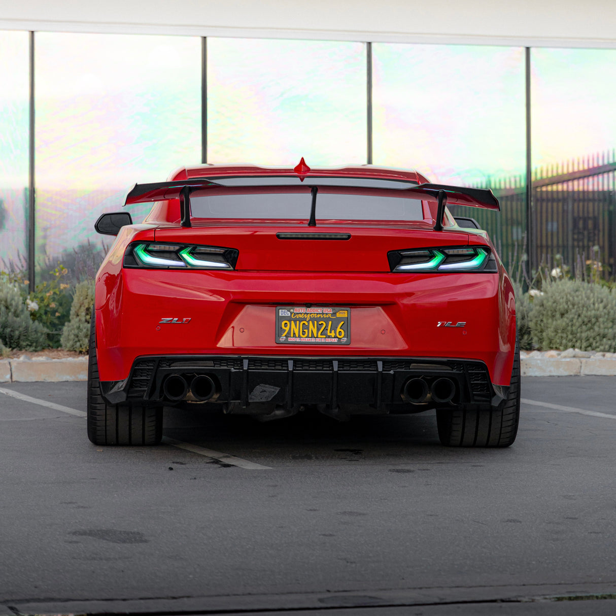 2016-2025 Chevy Camaro Evo Style Shark Fins Rear Diffuser Quad/Single Tips SS/RS/LT & ZL1 w/ Smoke Reflectors