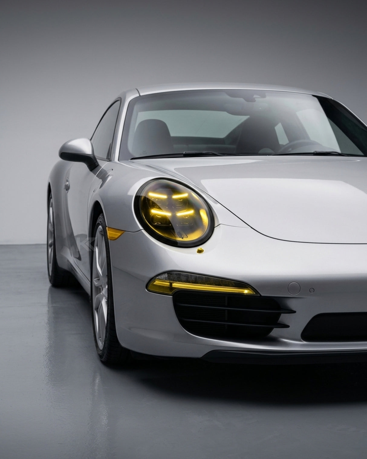 Porsche 991 911 Matrix LED Headlight Assembly with Dual DRL (Yellow / Smoke Base) 2013 - 2018 (Upgrade to 2025 911 Style / Replaces 99163113512)