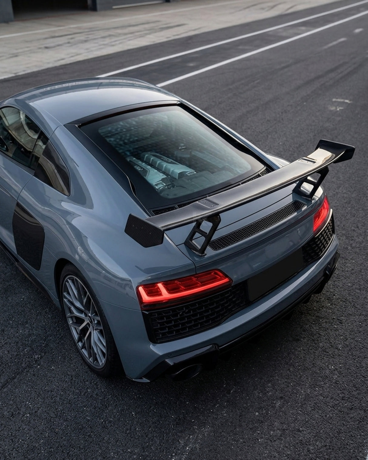 2019–2023 Audi R8 V10 Coupe M-Style High Rear Wing Spoiler – Dry Carbon Fiber