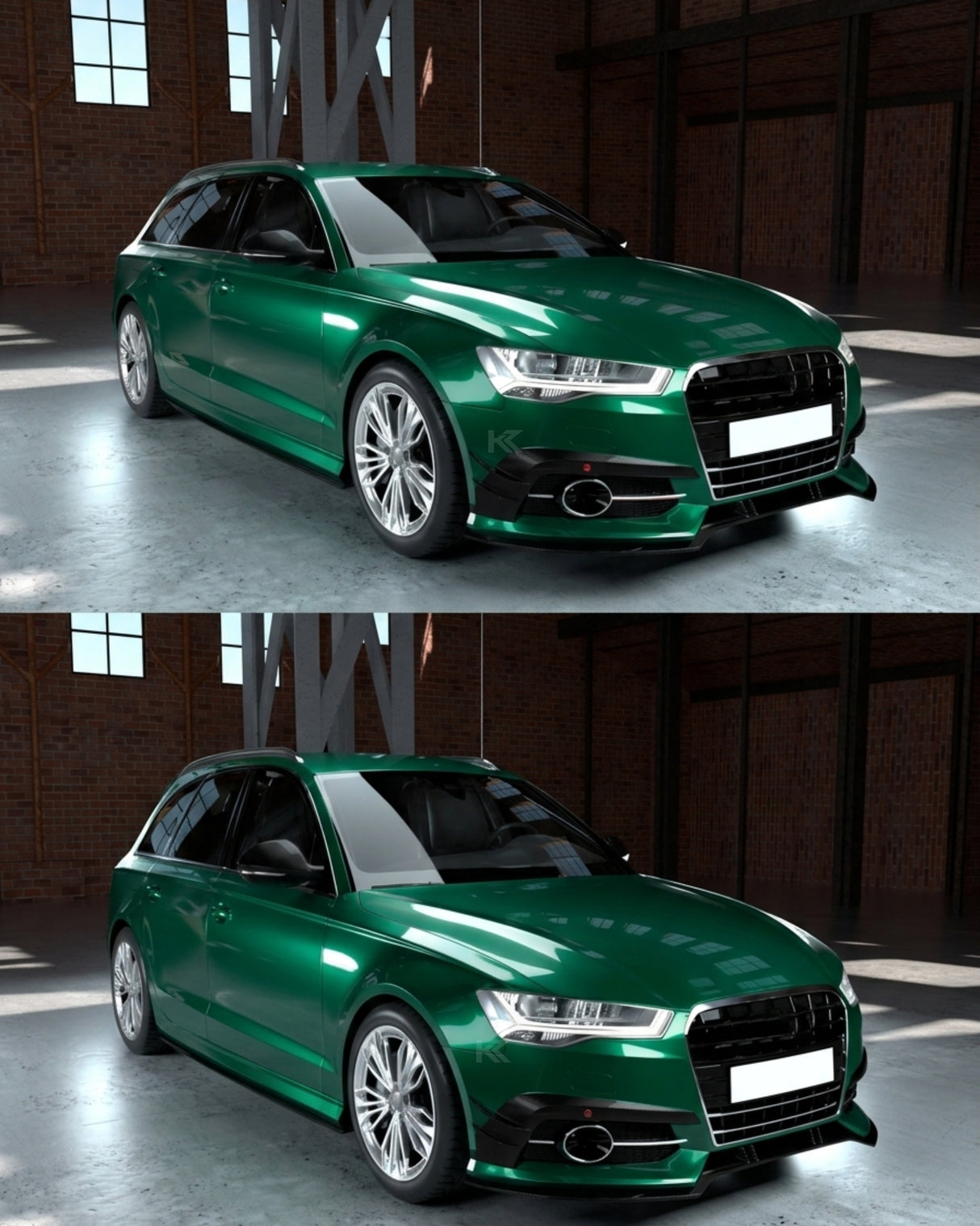 2015–2018 Audi A6 S-Line / S6 C7 Sedan A Style Front Bumper Canard Fins – Carbon Fiber