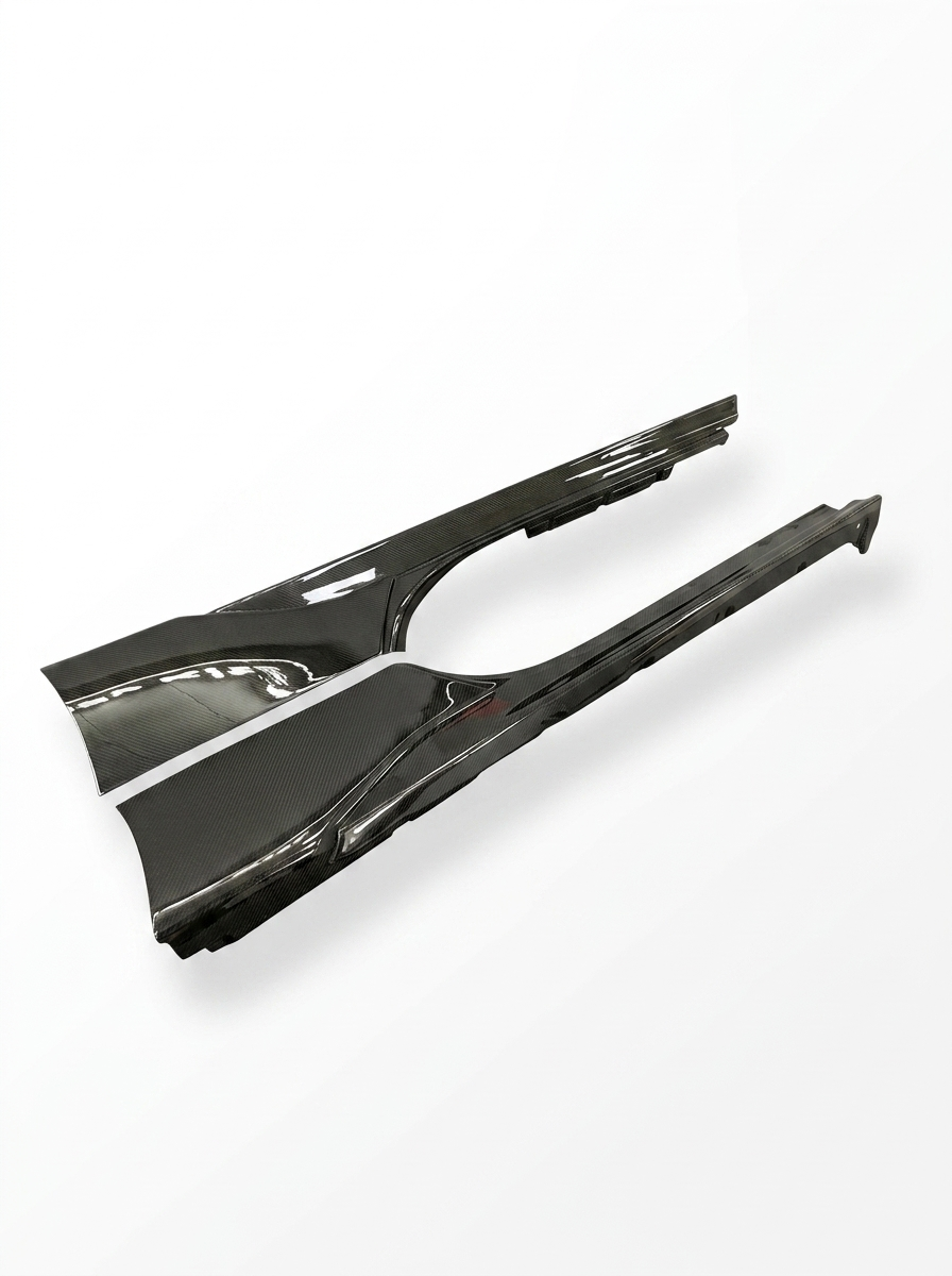 2019+ Ferrari SF90 Stradale Polished Side Skirts - Dry Carbon Fiber