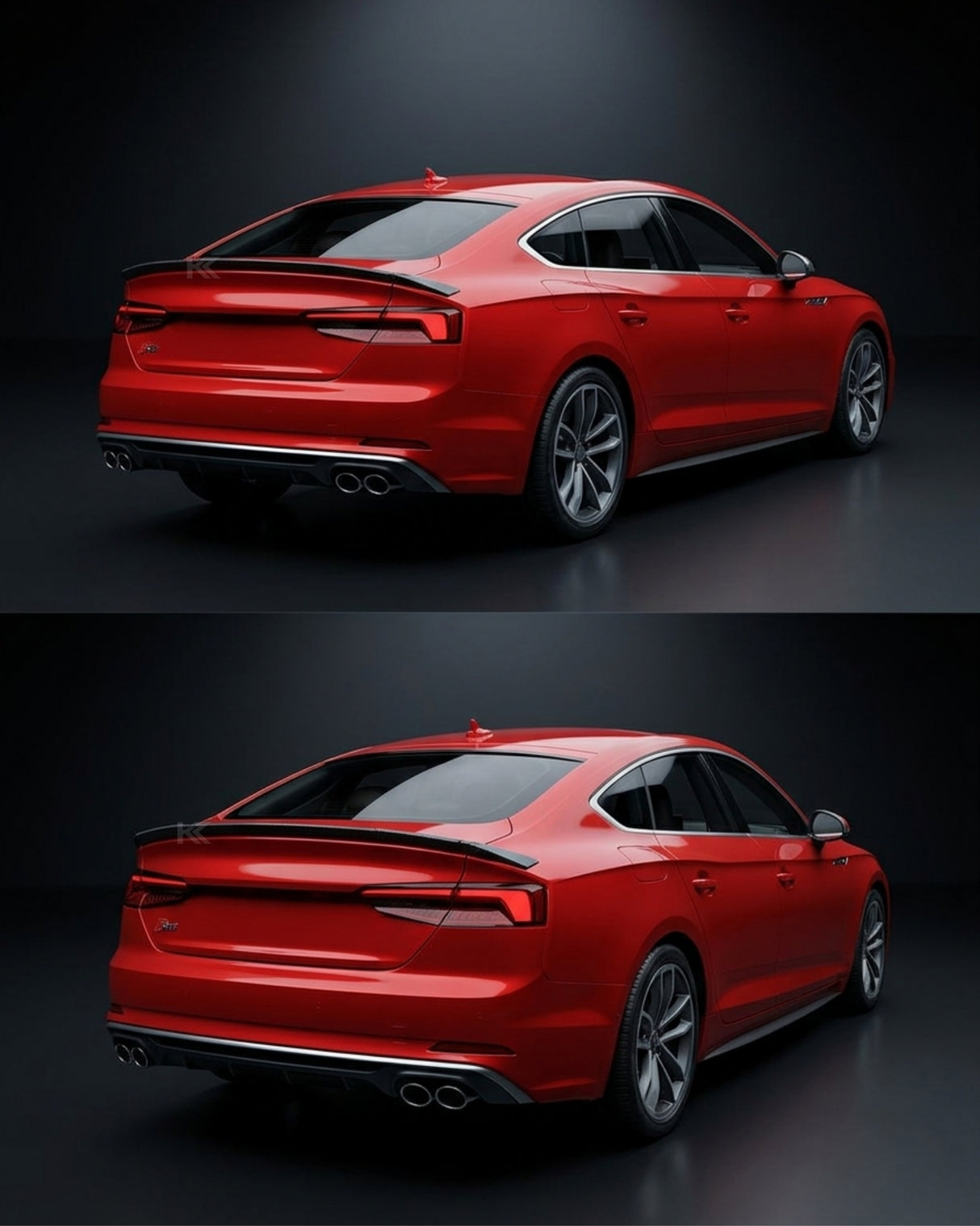 2017–2019 Audi A5 S-Line / S5 B9 Sportback 3-Piece Rear Trunk Spoiler – Carbon Fiber
