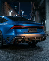 2020–2021 Audi RS7 C8 Sportback Finned Rear Bumper Lip – Dry Carbon Fiber