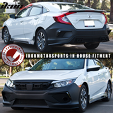 2016-2021 Honda Civic Sedan Front + Rear Bumper Cover + Side Skirts