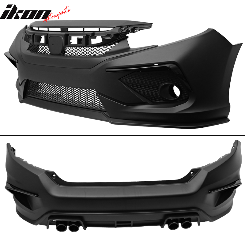 2016-2021 Honda Civic Sedan Front + Rear Bumper Cover + Side Skirts
