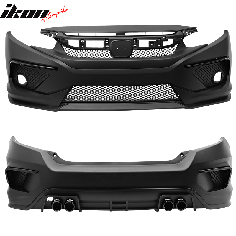2016-2021 Honda Civic Sedan Front + Rear Bumper Cover + Side Skirts