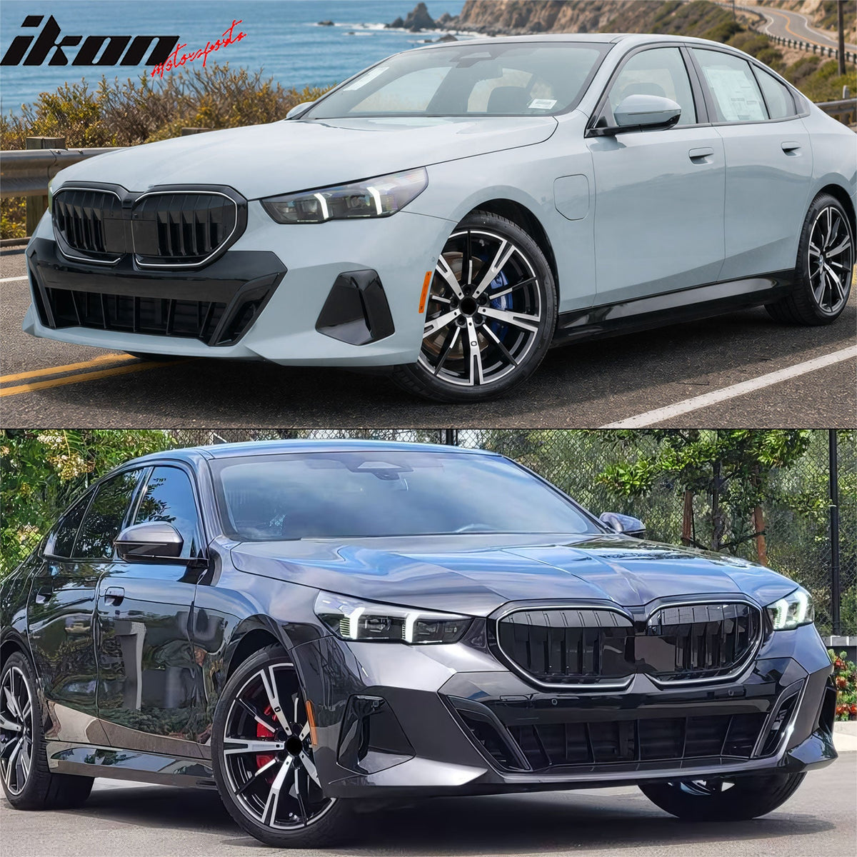 2024-2026 BMW G60 5-Series 530 540 550 Sedan & i5 (Not Fit M5) Front Bumper Cover Conversion Replacement Unpainted PP Polypropylene M Sport Style