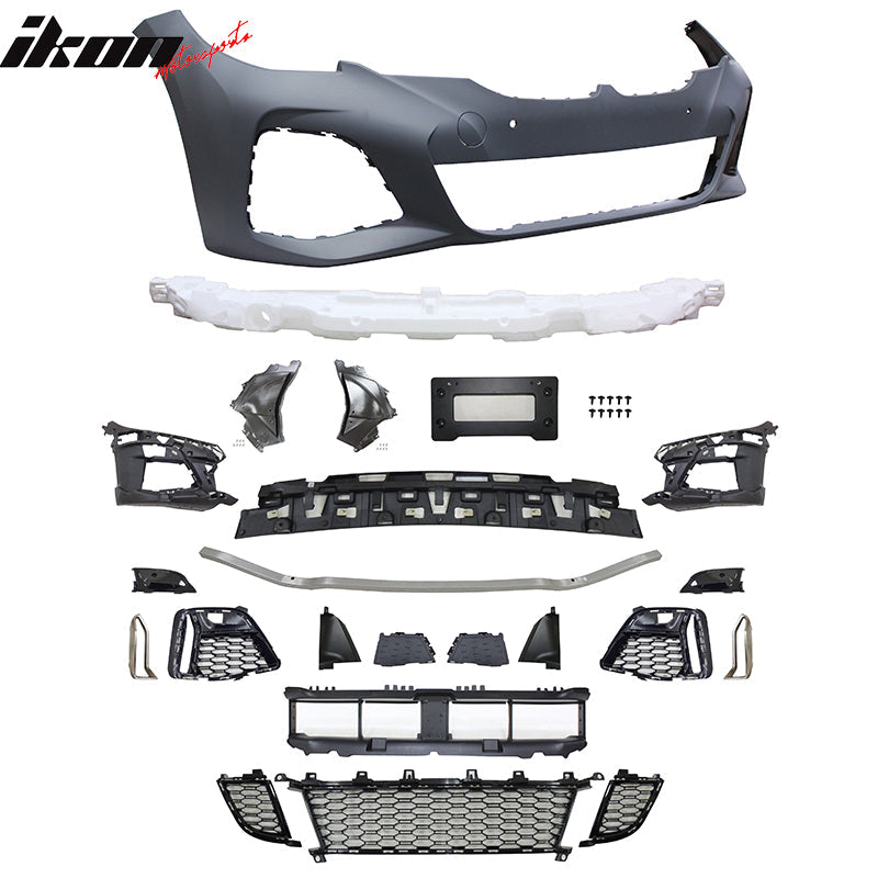 2019-2022 BMW 3 Series G20 Sedan M340 Style Black Front Bumper Cover