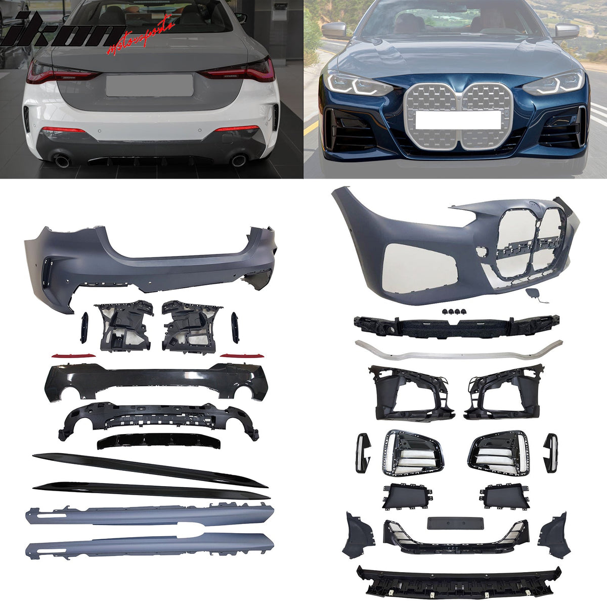 2021-2027 BMW 4-Series G22 G23 Front + Rear Bumper Cover + Side Skirts