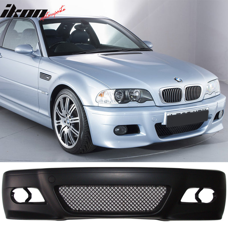 Fits 99-06 E46 2Dr M3 PP Front Bumper + Fog Light Cover + Fog Lamp